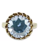 Aquamarine 8-кактовое желтое золото Кольцо Винтаж vrc035x-aq Art Deco Советский винтажный стиль украшений Ар-деко